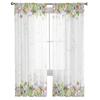 Frühlingsblumen Chrysantheme Voile Transparente Vorhänge für Wohnzimmerfenster Chiffon Tüll Vorhang Küche Schlafzimmer Drapierungen Heimdekor