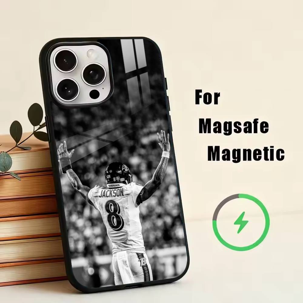 

L-Lamar Jackson Phone Case For iPhone17,16,15,14,13,12,11 Plus,Pro Magnetic with Magsafe Wireless Charging iPhone11