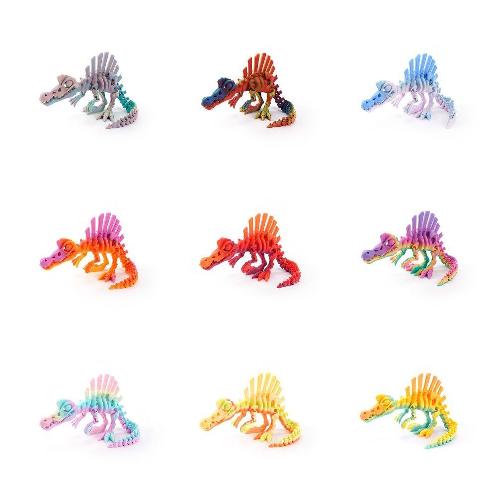 Multi-Color 3D Printed Echinosaurus Dinosaur Mini Size Bone Model Movable Dragons Figurine Movable Joints Desktop Craft