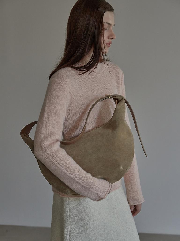 Bemuse Mansion Real Suede Hobo Bag - Sand Beige