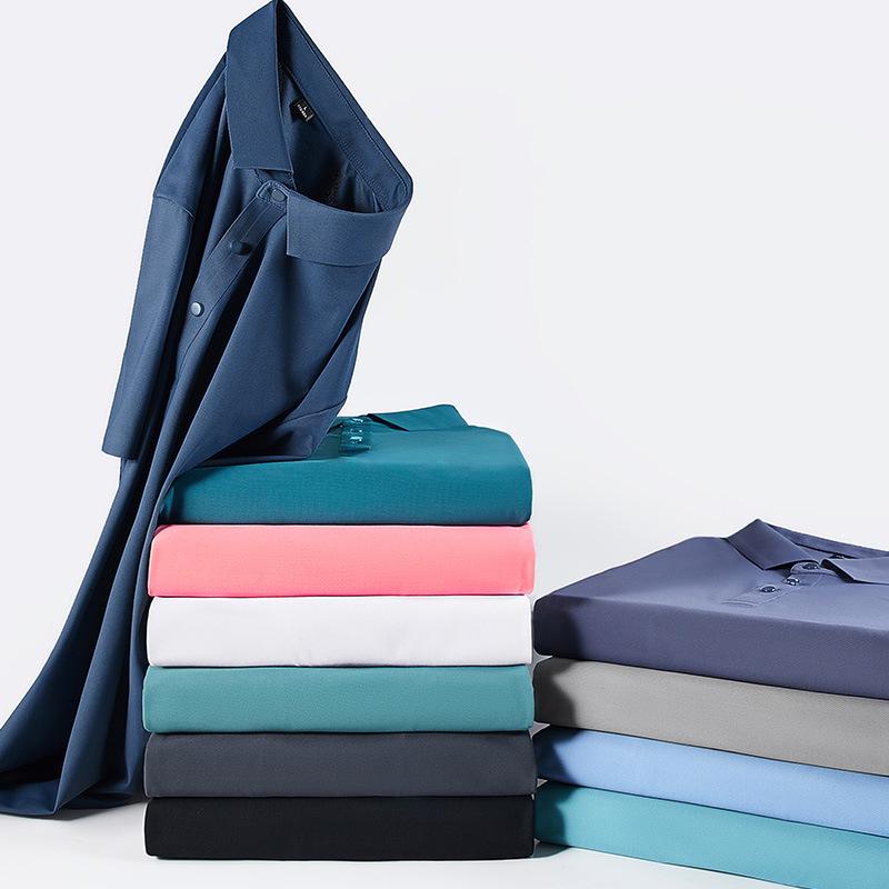 Men's Summer Ice Silk Seamless Polo - Elastic, Non-Iron, Short Sleeve