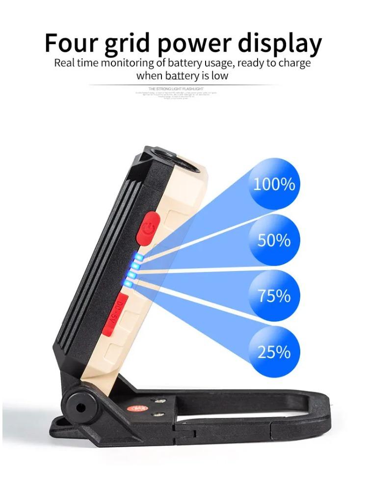 COB Magnetic Work Light Adjustable Folding Strong LED Searchlight Flashlight Waterproof Emergency Camping Tent Lantern With Hook