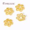 Bracelet Beads End Cap Accessories,Brass Beads Caps 18K Real Gold Plated Hollow Flower Bead Caps,DIY Jewelry Making Supplies