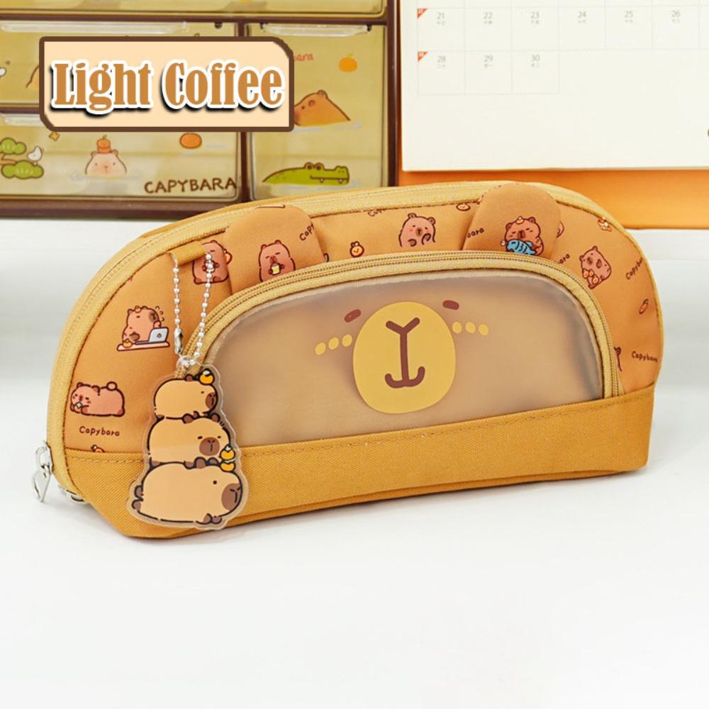 Cartoon Capibara Pencil Case Multi-layer Stationery Bag Kawaii Pencil Pouch School Supplies