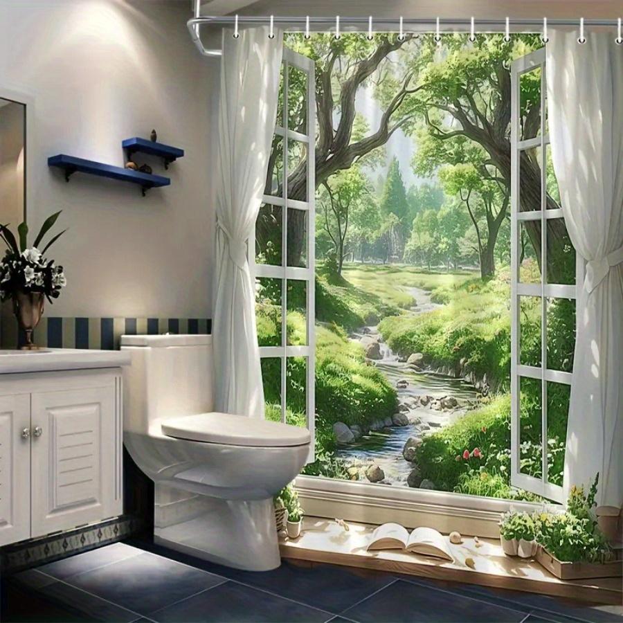 Enchanted Garden View Shower Curtain- Scenic Bath Decor, Perfect for Those Who Love Nature and Outdoor-Inspired Designs