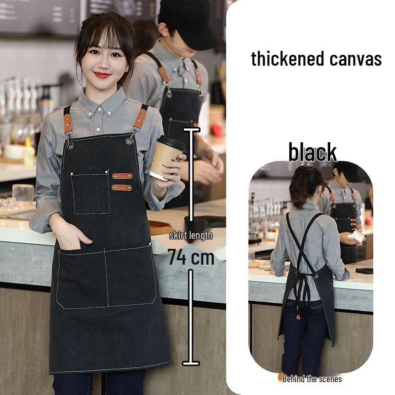 Thickened Canvas Apron for Kitchen, Gardening, Painting, Coffee Shop, Catering, and Cooking