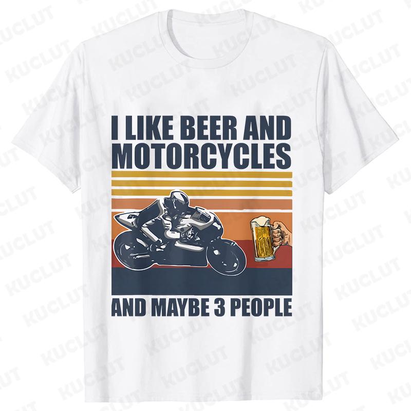 I Like My Motorcycle and Maybe 3 People T-Shirts Men Casual Loose Clothing Oversized Summer Fashion Tops Cartoon Mens Tshirts