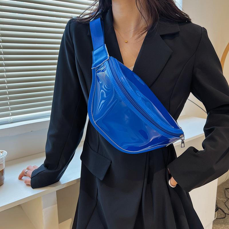 

Transparent Chest Bag, Trendy Crossbody Waist Bag, Fashionable PVC Solid Color Beach Jelly Bag синій