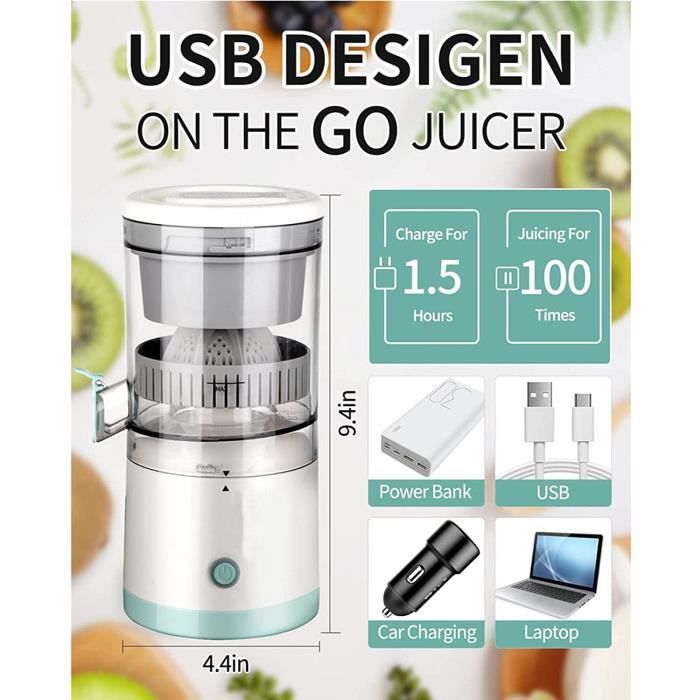 Presse-agrumes - Automatique - USB Rechargeable - 45 Watts - Moins de bruit
