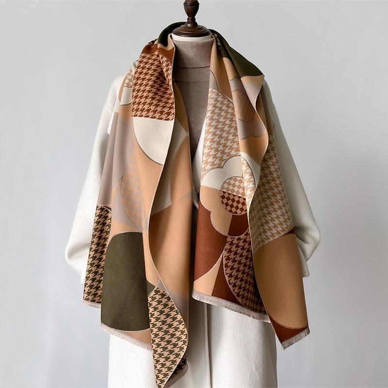 Luxury Winter Imitation Wool Scarf Women Cashmere Warm Pashmina Brand Foulard Female Shawls Wraps Thick Soft Bufanda Scarves