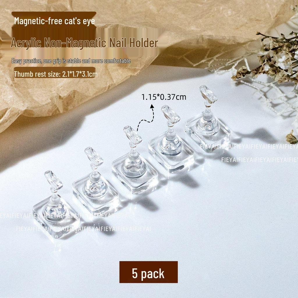 Non-Magnetic Nail Art Finger Cots: Cat Eye Acrylic Practice Base & Wearable Nail Pattern Stand