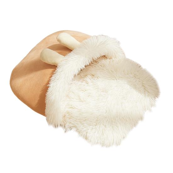 Kočičí spací pytel Zimní teplé pelíšek jeskyně pro mazlíčky Plyšem podšitá kočičí postel s králičími uši Protiskluzové dno pro vnitřní koťata štěňata