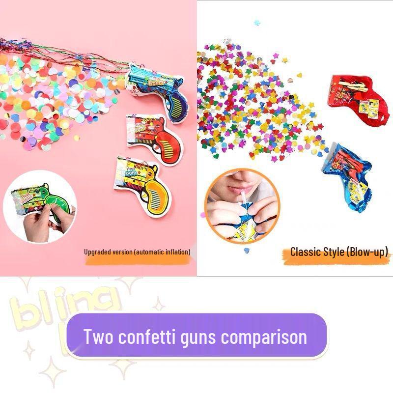 Inflatable Confetti Gun: Party Atmosphere Toy for Birthdays, Christmas, and New Year Celebrations