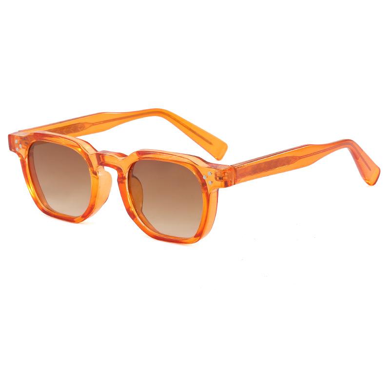 Retro Rivets Men Square Sunglasses Fashion Blue Green Trending Shades Uv400 Women Clear Frame  Hombre