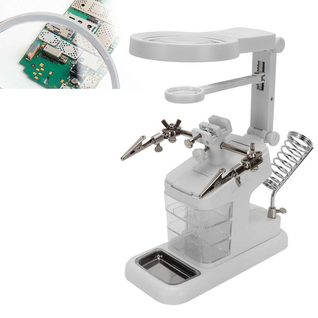 Desktop LED Hands Free Magnifying Glass for Reading Inspection Soldering RepairingWhite