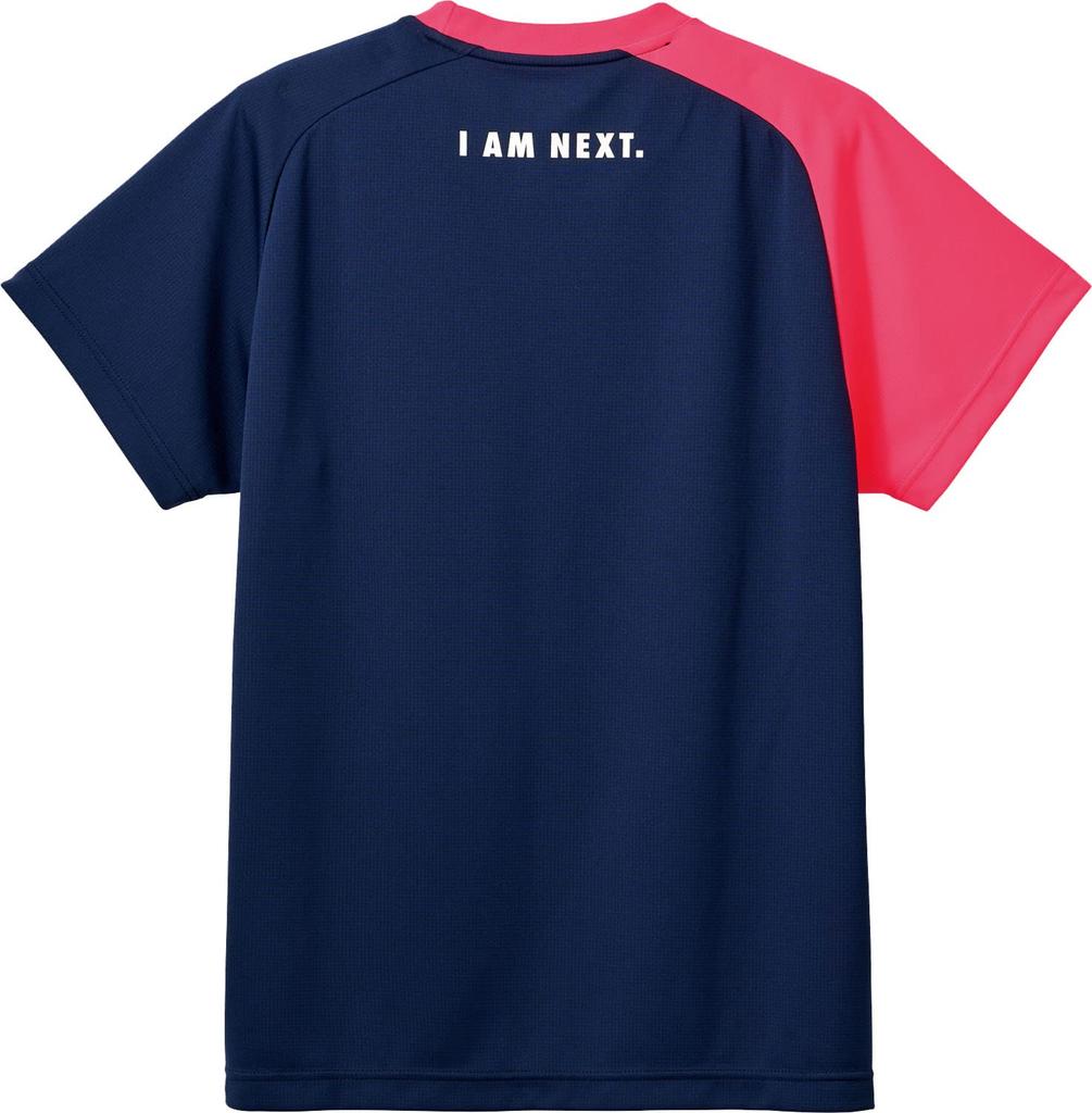 VICTAS Table Tennis F 532101 T-Shirt, Unisex, V-TS230, Pink/Navy, Large,