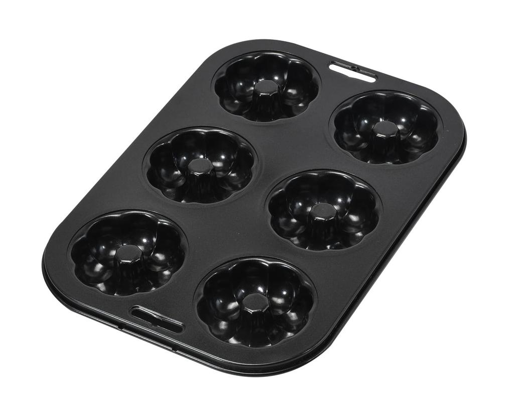 Pearl Metal Donut Baking Mold Plate, 6-Cavity, Silicone Coated, for Making Sweets (DA-29)