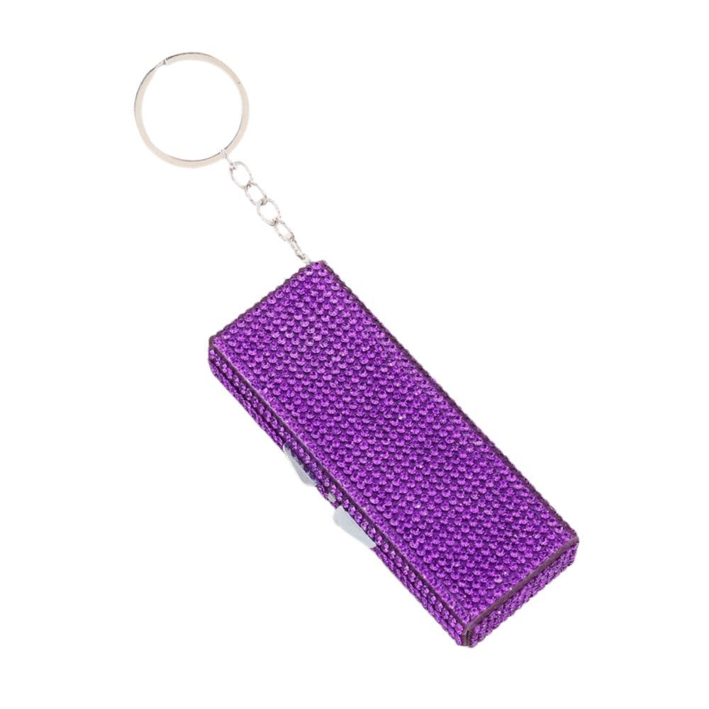 Shiny Rhinestone Mini Metal Pill Box Blingbling Pill Case Container  Travel Storage Case фиолетовый