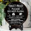 2D Flat, 1pc 7.87*7.87 Inch Round French Aluminum Sign, Vintage Decorative Plaque About "Bathroom Rules", "Do Not Flush" Decorative Sign, Suitable