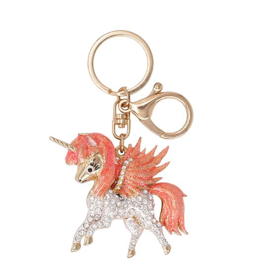 Horse Keychain Colorful Sparkling Rhinestones Horse Charm Key Chain Bags Backpacks Cars Good Luck Mascot