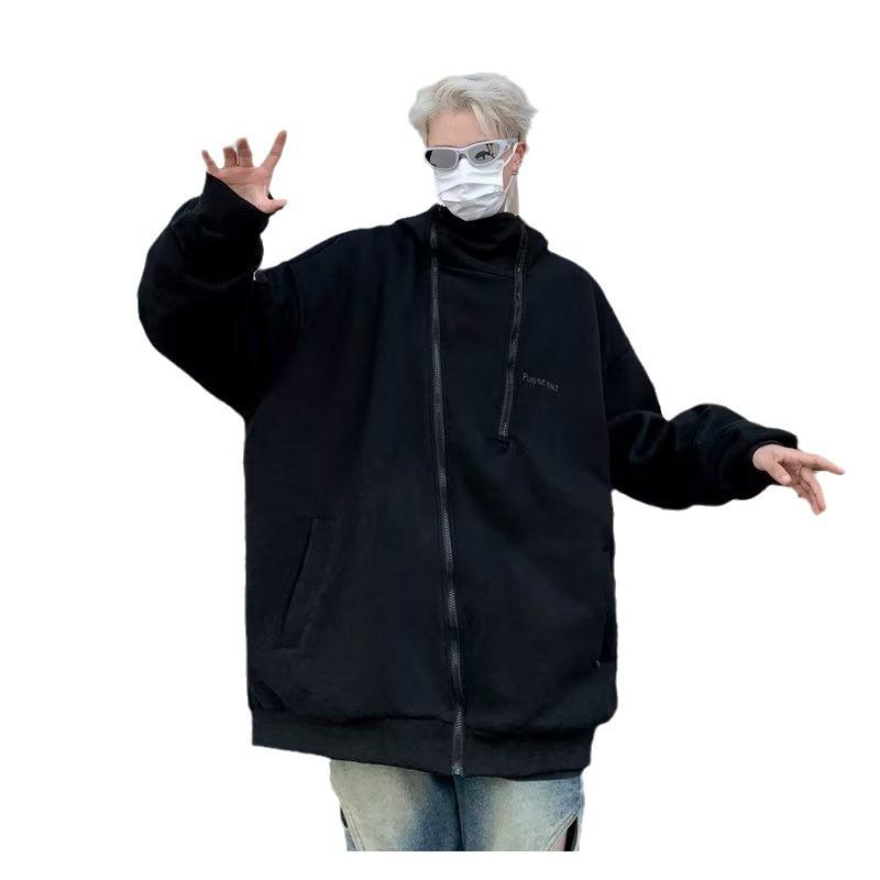 Spring and Autumn Cardigan Hooded Sweater Men's Casual Trendy Brand Sports Ruffian Handsome American Teen Retro Japanese Student Jacket