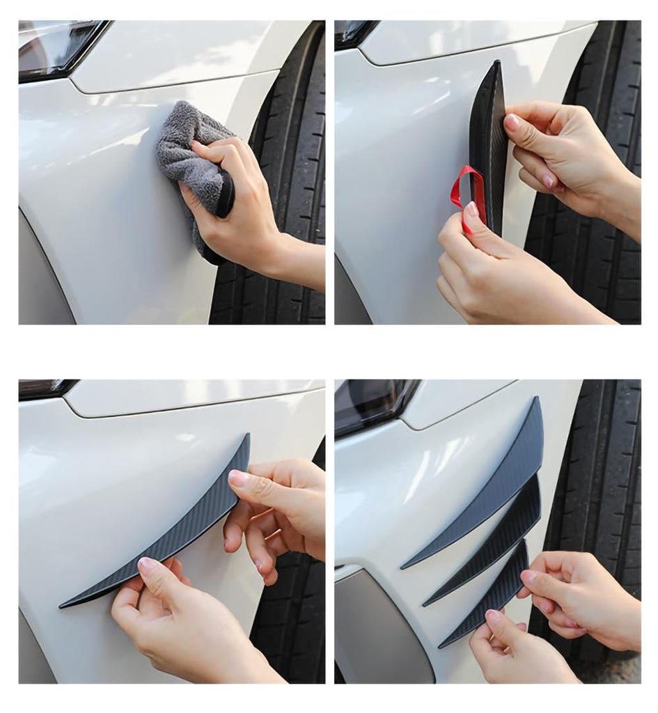 Aero Canard Sada 6 kusů Ochranný spoiler předního nárazníku Univerzální Odolný proti poškrábání Karbonový styl