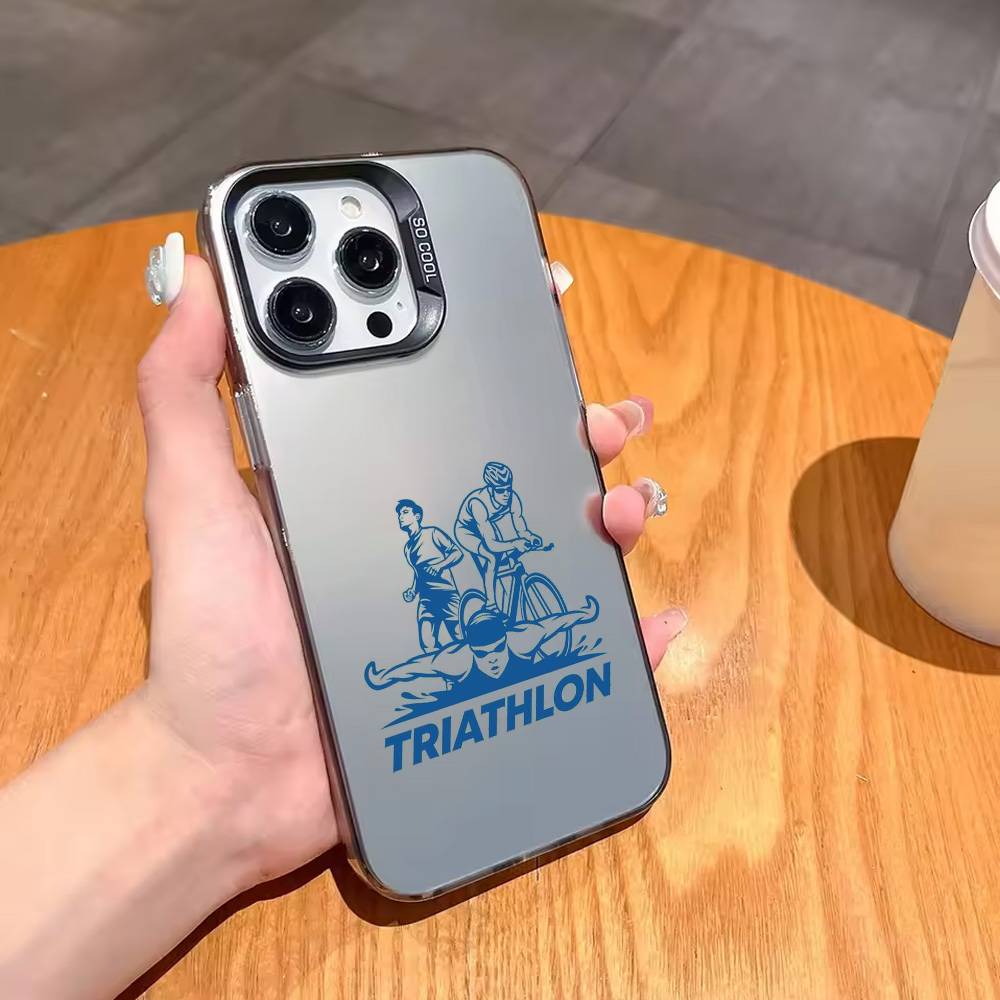 T-Triathlon Schwimmen Radfahren Laufen T-Tri Leben Handyhülle Für iPhone17,16,15,14,13,12,11 Plus,Pro Max Schwarze Candy Silberbeschichtete Hülle