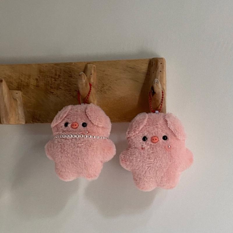 Cute Pink Pig Plush Keychain Pendant Cute Pig Necklace Charm Plush Keychain Plush Material Backpack Pendant Gift for Kid