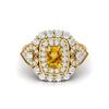 6X4MM Cushion Citrine Gemstone 925 Sterling Silver Gold Plated Solitaire Halo Women Engagement Ring