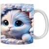 3D Kitten Cat Hole In Wall Ceramic Coffee Mug Tea Mug Gift Mug