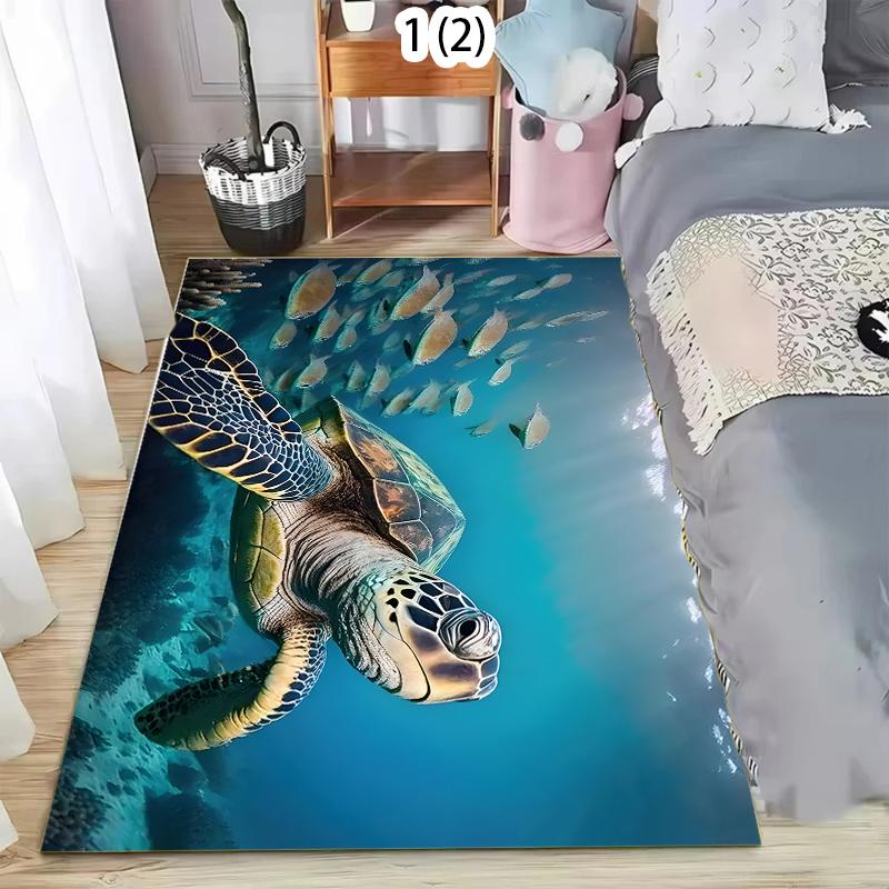 

Vivid Underwater Sea Turtle Pattern Area Rug Coastal Style Non-Slip Decorative Carpet for Living Room Bedroom Kids Room 40X60cm