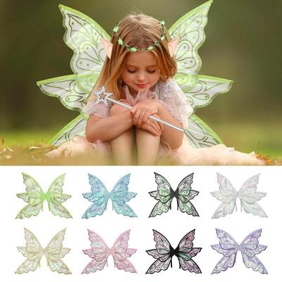 Fairy Wings Organza Butterfly Wings for Girls Sparkling Angel Wings Fairy Costume for Halloween Dress Up Party Favor Gift