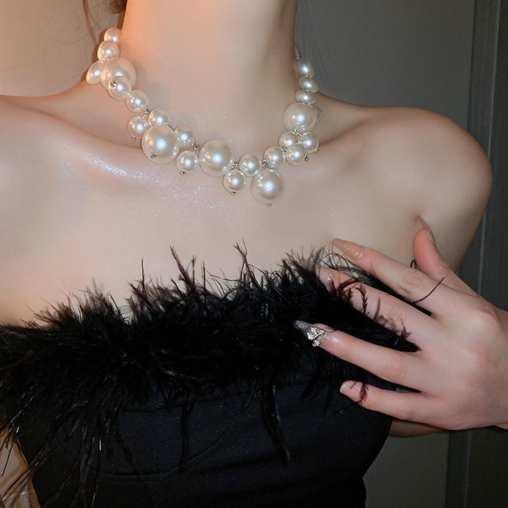 Retro Collarbone Chain Imitation Pearl Neckchain New Pearl Necklace For Bridal