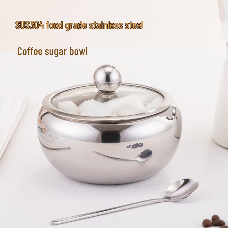 304 Stainless Steel Seasoning and Coffee Canister - Visible Kitchen Spice, Sugar, Salt, and Pepper Holder