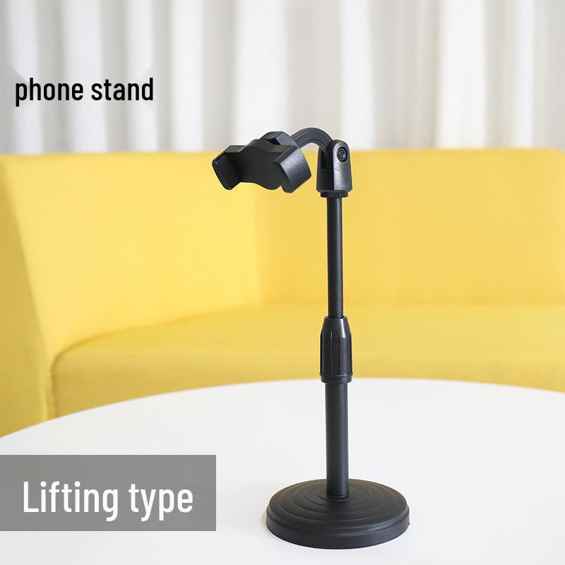 Height-Adjustable, Multi-Functional TV Stand with Phone Mount for Selfies & Live Broadcasts - Portable & Compact