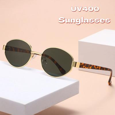 Metal Oval Retro Cat Eye Sunglasses European And American Fashionable Uv Resistant And Sunscreen Glasses Outdoor Sports Glasses