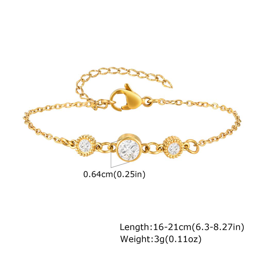 Pearl With Zirconia Beaded Bracelets for Women, Link Chain Bracelet,18k Gold Plated Stack Adjustable Jewelry
