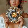 Sun Moon 2D Flat Wall Art 8x8 Inches Round Aluminum Metal Decor
