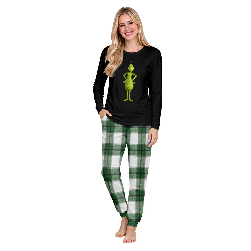 Christmas Print Round Neck Top and Jogger Pants Set Two Piece Casual Holiday Outfit