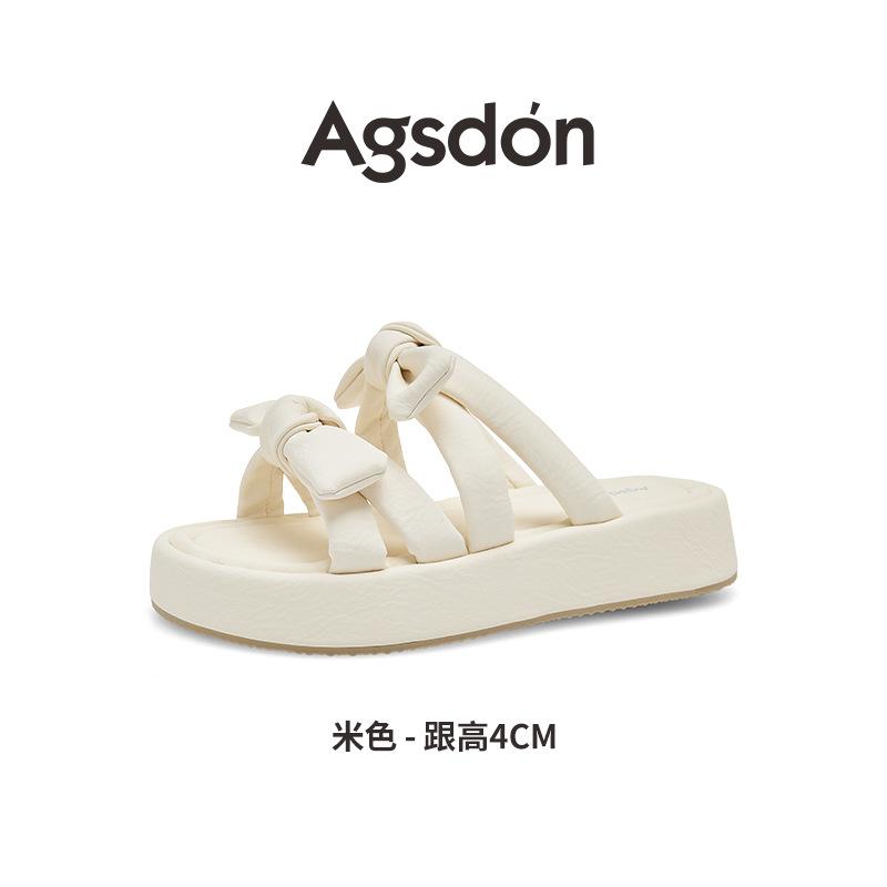 Augustine Platform Slippers Women's Outer Wear Summer 2025 New Bow with Skirt Seaside Beach Cool Slippers