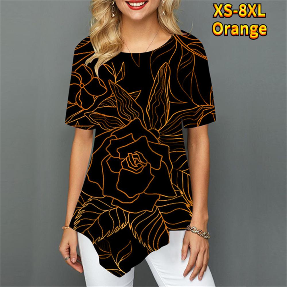 Женская футболка с нерегулярным цветком и цифровым 3D принтом — фото 4