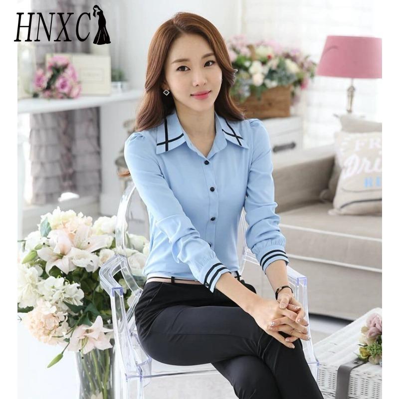 

HNXC Жіночі Модні Повсякденні Однотонні Блузки та Сорочки з Принтом з Довгим Рукавом та Комірцем ПОЛО XXXL синій