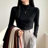 Women's Long-Sleeve T-Shirt: New Autumn/Winter Korean Style, High Neck, Slim Fit, Flattering with Ruffled Hem – Ideal Base Layer.