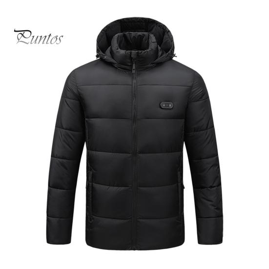 

Утепленное хлопковое пальто с капюшоном, длинными рукавами, застежкой-молнией, водонепроницаемая ветрозащитная верхняя одежда с 3-уровневой регулировкой температуры и питанием от USB M чёрный