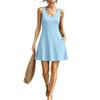 European and American women's clothing sleeveless V-neck A-shaped pendulum slim-fit vest skirt with pockets and thin holiday dress