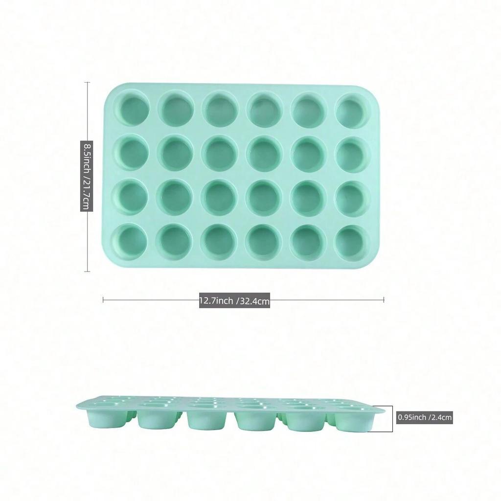 24-Hole Cake Mold Silicone Soap Cookies Cupcake Bakeware Pan Tray Mould Home Mini Muffin Cup 3D Non-stick Jelly&Candy Mold