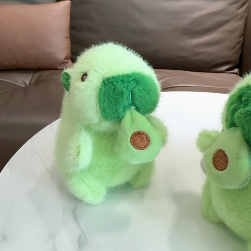 Cute Avocado Capybara Plush Pendant Pulling Rope Vibrate Capybara Plushie Toy Doll Keychain Capibala Bag Hanging Ornaments