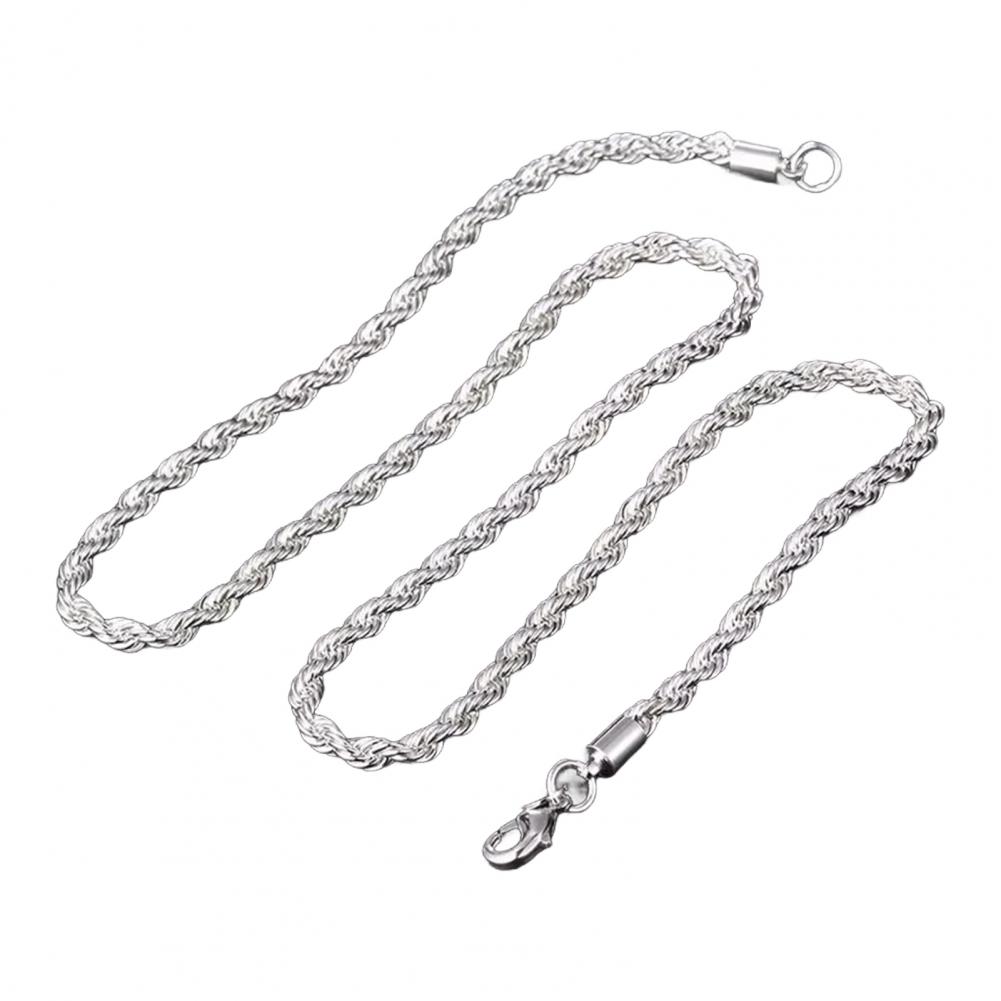 Women Alloy Bracelet Elegant Twisted Silver Jewelry Set for Women Men Unisex Necklace Bracelet with Polished Alloy Lobster Clip
