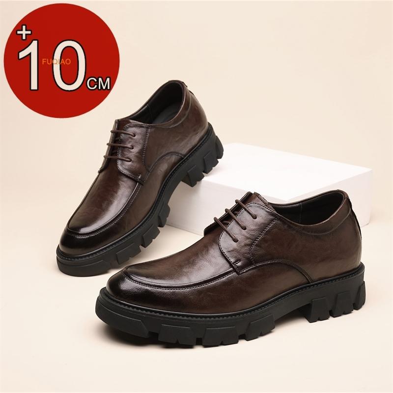 Scarpe Elevatrici da Uomo in Vera Pelle con Suola Spessa 8CM/10CM Traspiranti Aumenta Altezza Formali Matrimonio Sposo Casual Business