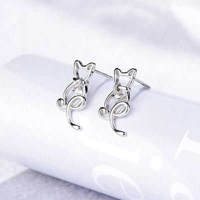925 Sterling Silber Animlas Katze Stud Ohrringe für Frauen Party Weibliche Pendientes Eh844